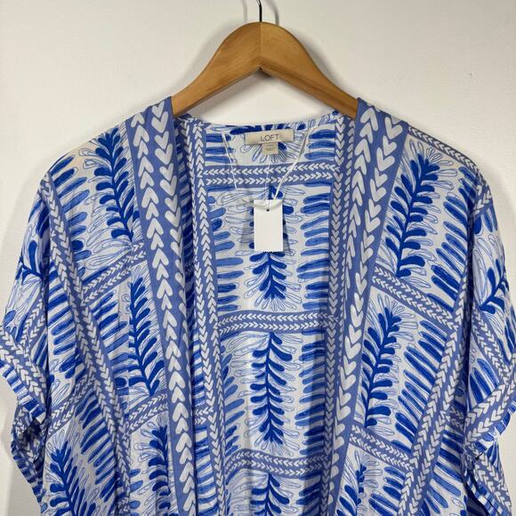 Ann Taylor LOFT Cover Up Women XS/S NWT Blue Fern Kimono Beach Pool Vacation - Picture 3 of 6